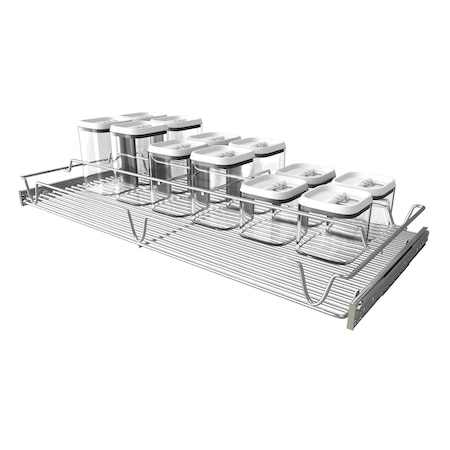 Rev-A-Shelf Steel, Silver, 30 in W, 8.35 in H, 14 in D, 14 in L, Silver 5WCOR-30CR-1